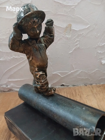 Бронзова пластика "Миньорче" Италия, снимка 5 - Антикварни и старинни предмети - 53730667