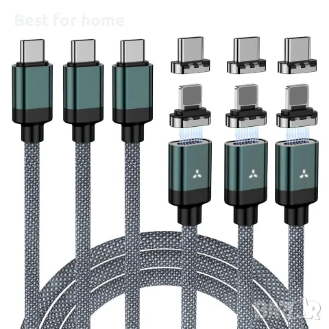 ZBF 100W USB C магнитен кабел за зареждане, 2 в 1 кабел за зарядно за Type-C 