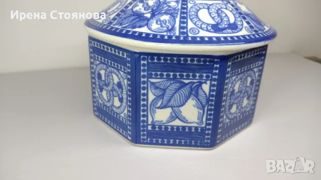 Стара, винтидж керамична кутия за бисквитки, произведена в периода между 1914 - 1920 г., снимка 7 - Антикварни и старинни предмети - 49337343