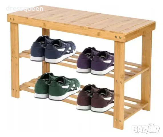 4410 Бамбукова пейка с рафтове за обувки  светло дърво