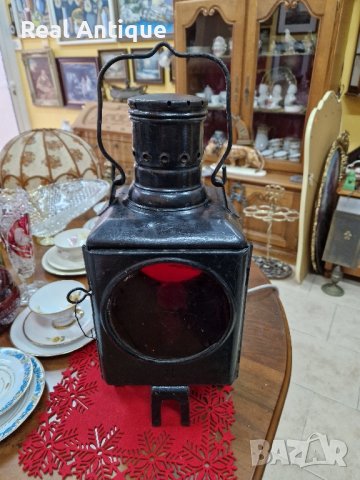 Голям антикварен немски вагонен ЖП фенер , снимка 6 - Антикварни и старинни предмети - 42634956