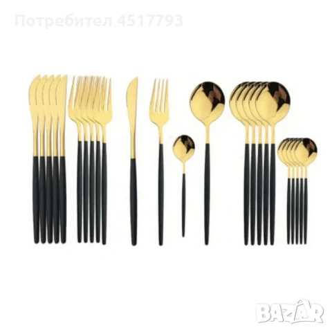 Комплект прибори за хранене от 24 части с луксозен дизайн и магнитна кутия, снимка 3 - Други - 53120515