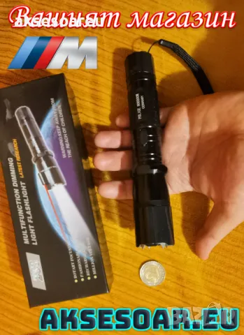 Висококачествен нов Мощен фенер с електрошок и лазер 288 Супер лек LED прожектор акумулаторен дългот, снимка 12 - Лед осветление - 48907303