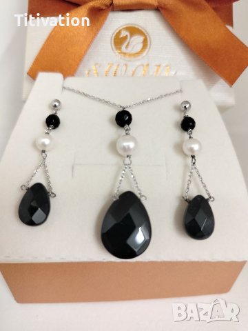 Комплект Swan обеци и колие, снимка 4 - Бижутерийни комплекти - 41097407