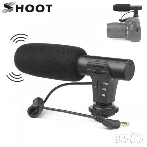 Стерео микрофон за камера фотоапарат, DSLR, NIKON, CANON, SONY, професионален кондензаторен микрофон