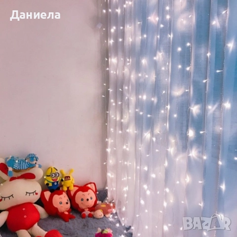 Коледна украса - LED светеща завеса, 300x60 см. Цвят - жълт , снимка 5 - Лед осветление - 52081588