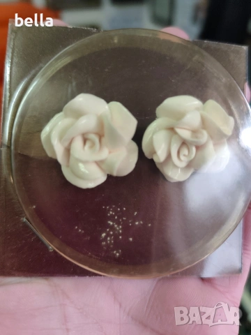 Ретро порцеланови обеци на клипс Рози- Видинска порцеланова фабрика Бонония, снимка 5 - Антикварни и старинни предмети - 53654098