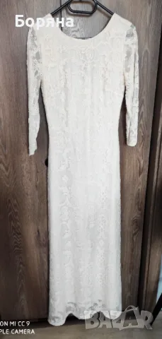 Mango нова с етикет дълга рокля екрю дантела, снимка 3 - Рокли - 49075917
