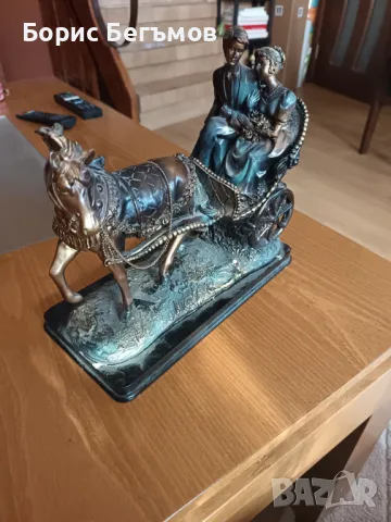 Статуетка кон с каляска, снимка 2 - Статуетки - 49627750