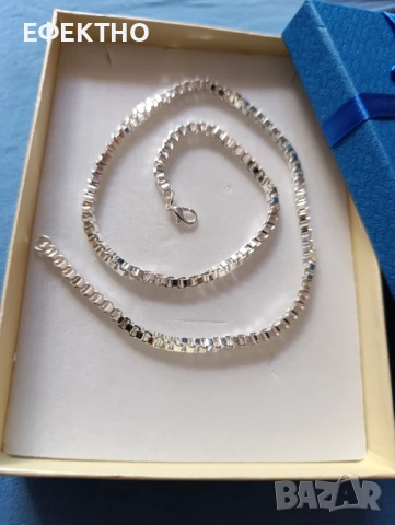 Чисто нов, масивен и дълъг сребърен ланец