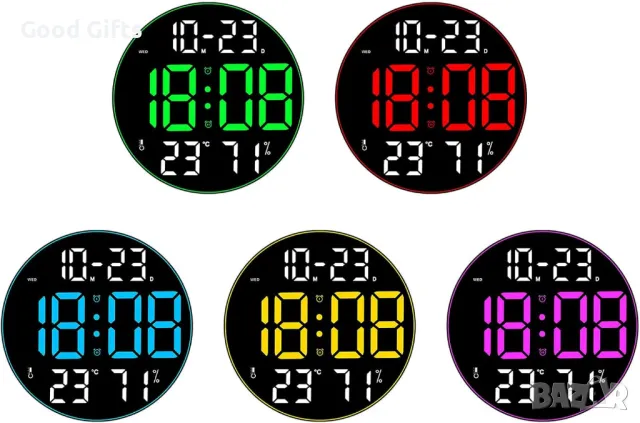 Кръгъл дигитален часовник за стена