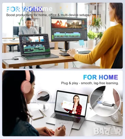 UtechSmart USB C хъб, Ethernet многопортов адаптер 6 в 1 USB C към HDMI докинг станция, снимка 6 - Кабели и адаптери - 55861613