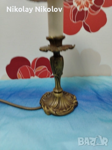 бронзова лампа с шапка, снимка 5 - Настолни лампи - 53143767