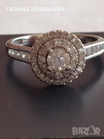 Златен пръстен от бяло злато с диаманти, снимка 1 - Пръстени - 35935383