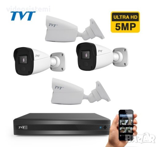 TVT Система за видеонаблюдение с 5Mpx камери и хибриден 5Mp DVR