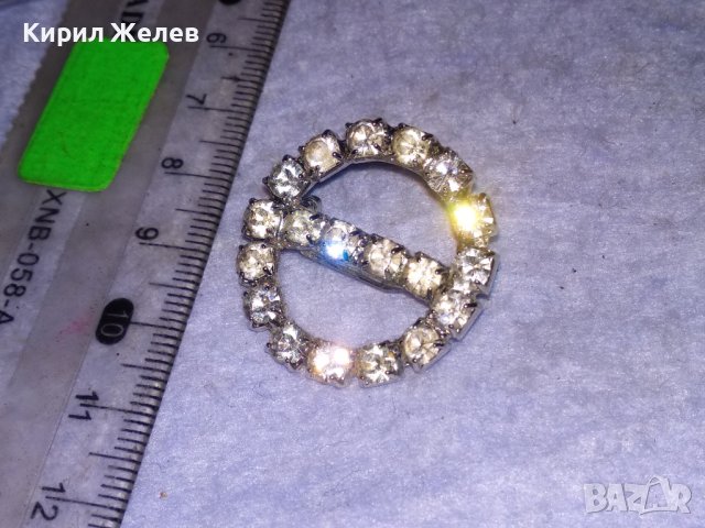 МЕСИНГОВА ПОСРЕБРЕНА РЕТРО БРОШКА с БЛЕСТЯЩИ ФАСЕТИРАНИ БОХЕМСКИ КРИСТАЛИ 37019, снимка 3 - Други - 41396163