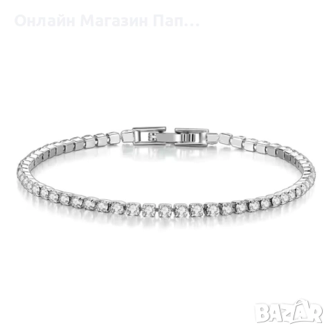 SMTCAT Сребърна Гривна с Квадратни CZ Камъни