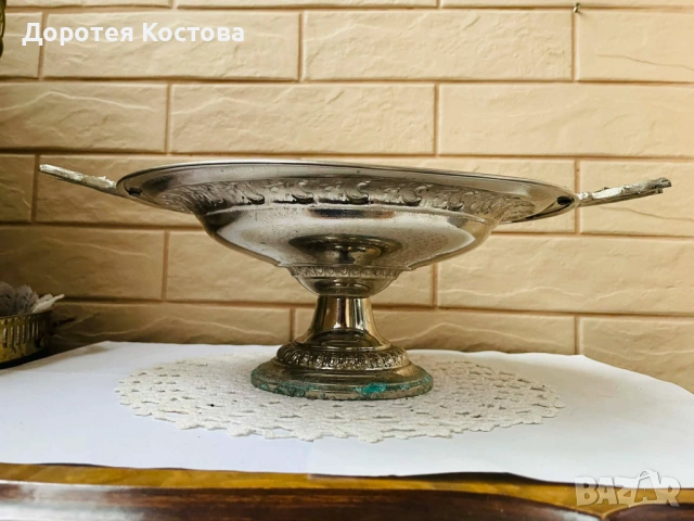 Красива фруктиера на столче от Англия с 2 дръжки, снимка 11 - Антикварни и старинни предмети - 53473729