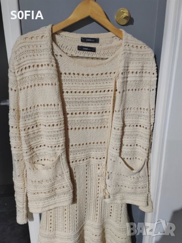 Zara L размер плетена ажурна рокля и жилетка, снимка 3 - Костюми - 41553263