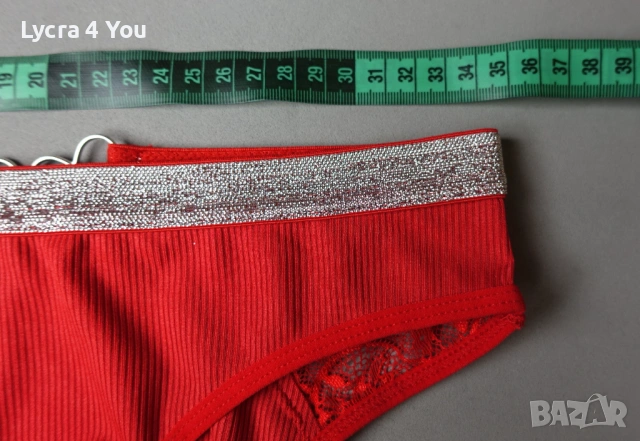 Червени бикини М с метални сърца на талията, снимка 7 - Бельо - 53387190