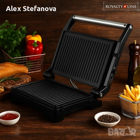 Тостер грил Royalty Line RL-PM1000 - Компактен грил и сандвич преса 2 в 1, снимка 3 - Тостери - 52815302