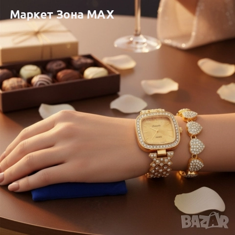 Елегантен дамски часовник с гривна – решение за подарък и ежедневен блясък, снимка 5 - Дамски - 52933422