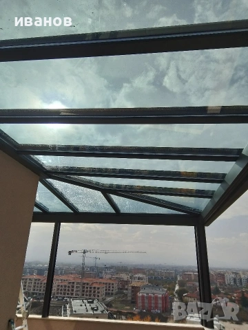 Остъкление тип плъзгане, раменни тенти, ветроупорни завеси, метални конструкции, снимка 5 - Пердета и завеси - 42881105