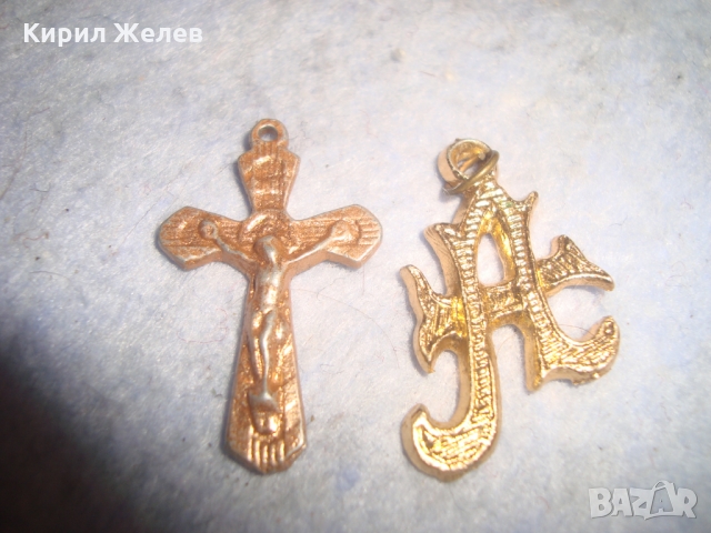 СТАРИ ПОЗЛАТЕНИ КРЪСТЧЕ РАЗПЯТИЕ и БУКВИЧКА А - АРТ ДЕКО МЕДАЛЬОН 26423, снимка 4 - Антикварни и старинни предмети - 36095172