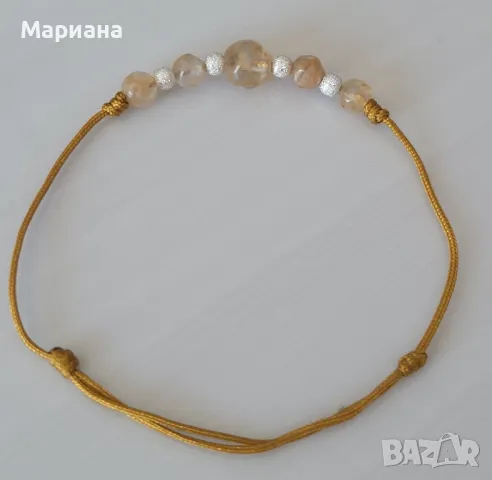 гривна от конец с камъни и сребърни топчета, снимка 6 - Гривни - 46701350