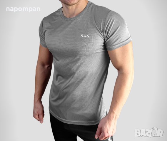 Сива мъжка тениска за бягане и фитнес от дишаща материя, снимка 3 - Тениски - 40896815