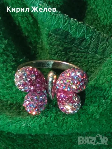 СКЪПОЦЕНЕН СРЕБЪРЕН ПРЪСТЕН ПЕПЕРУДА СРЕБРО 925 с РОЗОВ ЕМАЙЛ и РАЗНОЦВЕТНИ КАМЪНИ 47981, снимка 14 - Пръстени - 50024447