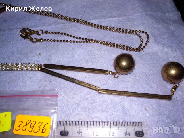 ЕЛЕГАНТНА ЗЛАТИСТА ВИНТИДЖ ОГЪРЛИЦА КОЛИЕ с ИСКРЯЩИ ФАСЕТИРАНИ КРИСТАЛИ 38936, снимка 5 - Колиета, медальони, синджири - 41866100