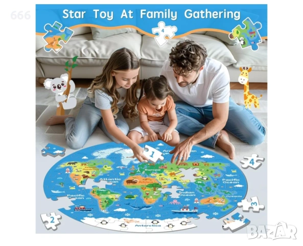 Пъзел от 72 части с карта на света, снимка 2 - Игри и пъзели - 53371538