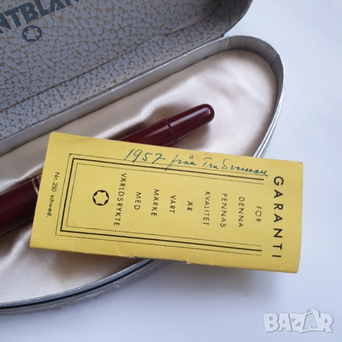 Писалка Montblanc 252 в цвят бордо със златен писец 585, снимка 3 - Антикварни и старинни предмети - 53066872