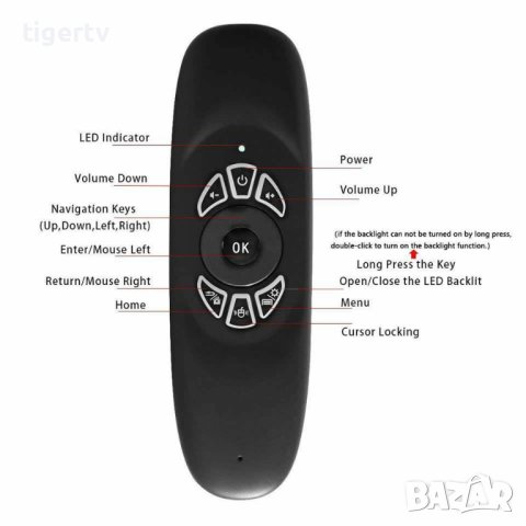 Дистанционно с мишка и клавиатура С120 BACKLIGHT li-Ion батерия за компютър, Mini PC и TV BOX, снимка 4 - Дистанционни - 42170312