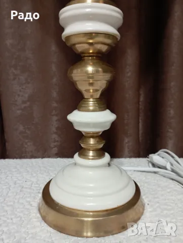 Комплект от две големи месингови порцеланови лампи - лампа, снимка 3 - Настолни лампи - 49432706