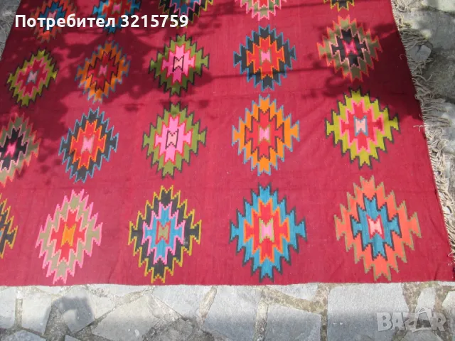 19С. рядък тетевенски вълнен килим, 2.75 х 2,20м., снимка 5 - Антикварни и старинни предмети - 47821827
