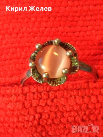 СРЕБЪРЕН АР ДЕКО СТИЛ СКЪПОЦЕНЕН ПРЪСТЕН СРЕБРО 925 с ШЛИФОВАН КАМЪК РОЗОВО КОТЕШКО ОКО 21661, снимка 2 - Пръстени - 41637842