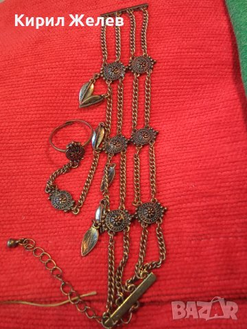 БРОНЗИРАН ОСМАНСКИ ЕТНОГРАФСКИ СТИЛ ОРНАМЕНТИРАН НАКИТ за РЪКА - ГРИВНА с ПРЪСТЕН 28676, снимка 3 - Гривни - 41395818