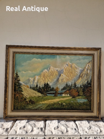 Прекрасна антикварна авторска майсторска картина масло върху платно , снимка 2 - Антикварни и старинни предмети - 52803737