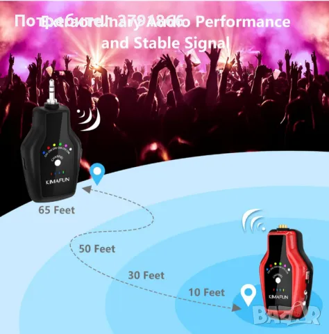  Слушалки KIMAFUN In-Ear Monitor 2.4G безжична система, стерео IEM нови, снимка 4 - Слушалки и портативни колонки - 49598222