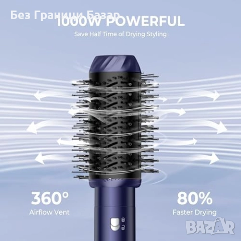 Нов 1000W мултифункционален сешоар и стилизатор с приставки за коса, снимка 6 - Сешоари - 51583825