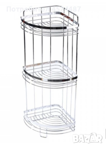 Етажерка за баня - Rosberg R53001A2, 2 нива / 3нива ъгъл, 21x21x39см., снимка 2 - Етажерки - 48448906