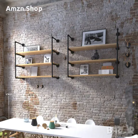 Индустриален рафт винтидж тръбна етажерка библиотека в Vintage Рустик стил, снимка 5 - Етажерки - 47708906