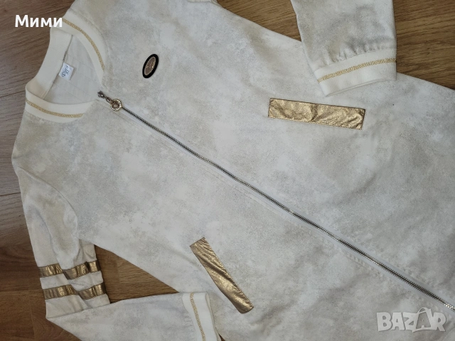 Бяло манто Lucy със златисти акценти, снимка 3 - Палта, манта - 53585655