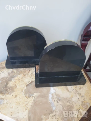 2бр стари книгоразделители оникс върху мрамор 16см/чифт мраморни декорации, снимка 3 - Декорация за дома - 50666862