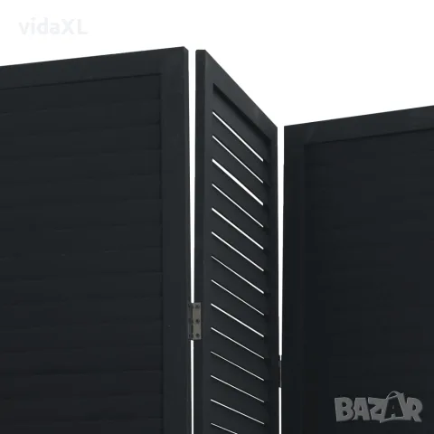 vidaXL Разделител за стая, 5 панела, черен, дърво пауловния масив, снимка 6 - Паравани - 56147332