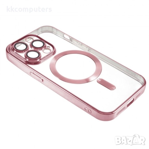 Силиконов кейс bSmart Chrome Magsafe с протектори за камерите, За iPhone 17 Pro (6.3), Розово-златен, снимка 2 - Калъфи, кейсове - 51825938