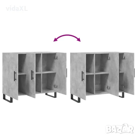 vidaXL Сайдборд, бетонно сив, 90x34x80 см, инженерно дърво, снимка 9 - Бюфети - 56147930
