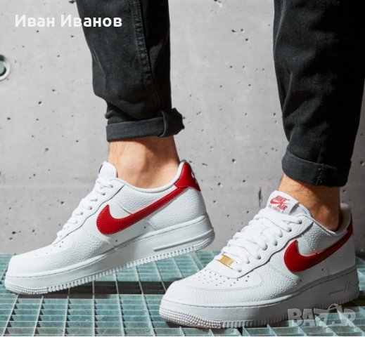 оригинални маратонки Nike Air Force 1 '07 White Team Red  AF1  номер 44,5-45, снимка 1 - Маратонки - 41497844